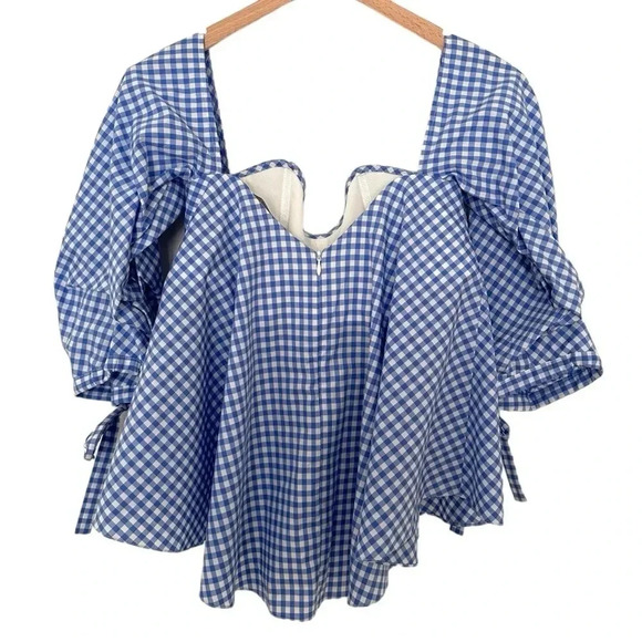 Caroline Constas Gabriella Off The Shoulder
Check Gingham Bustier Top Small - Picture 6 of 11
